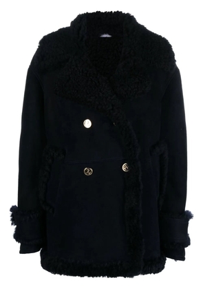 Thom Browne double-breasted shearling peacoat - Blue