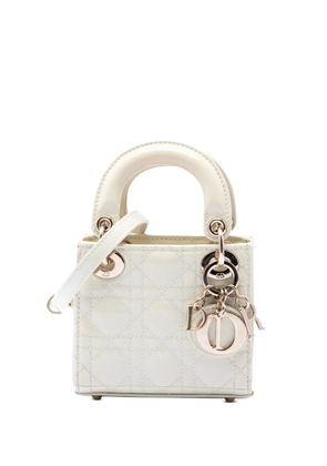 Christian Dior Pre-Owned 2021 Micro Patent Cannage Lady Dior satchel - White