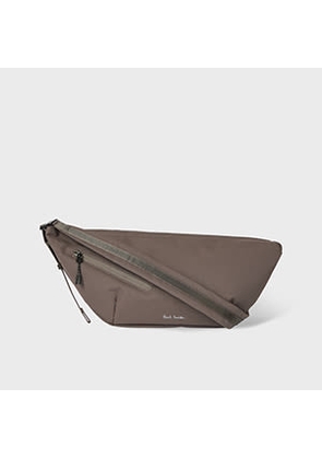 Paul Smith Mauve Nylon Sling Cross Body Bag with Leather Trims Brown
