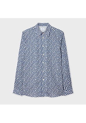 PS Paul Smith White and Navy 'Zine Floral' Print Shirt Blue
