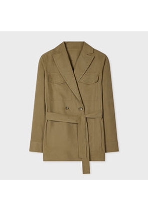 Paul Smith Women's Khaki Oversized Double-Breasted Belted Jacket Green
