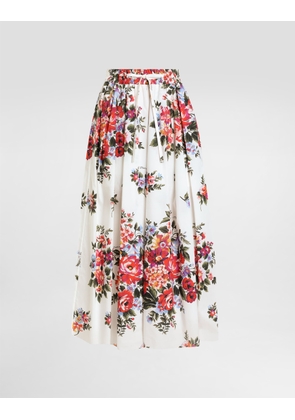 Dolce & Gabbana Flower Bouquet-print Skirt With Pleats - Woman Skirts Multicolor 38