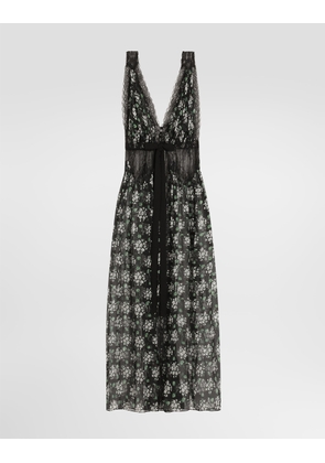 Dolce & Gabbana Geranium Bouquets-print Chiffon Dressing Gown - Woman Dresses Multicolor 42