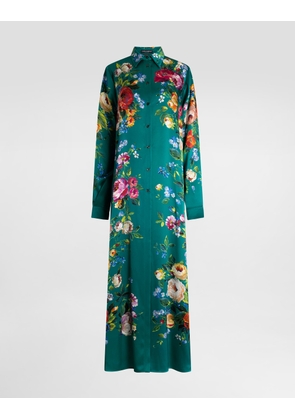 Dolce & Gabbana Rose-print Satin Kaftan - Woman Collection Multicolor 40