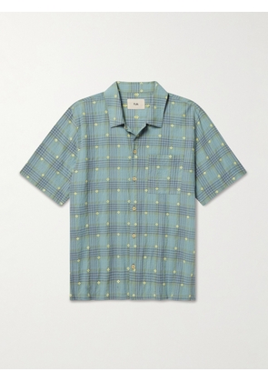Folk - Gabe Embroidered Checked Linen and Cotton-Blend Shirt - Men - Blue - S