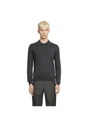 Wool Polo With VLogo Embroidery