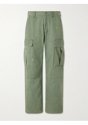 Cherry Los Angeles - Wide-Leg Paint-Splattered Cotton-Ripstop Cargo Trousers - Men - Green - UK/US 28