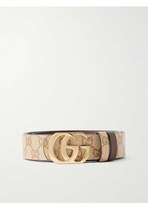 Gucci - GG Marmont 3.5cm Monogrammed Coated Canvas and Leather Belt - Men - Neutrals - EU 85