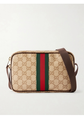 Gucci - GG Monogrammed Leather-Trimmed Coated-Canvas Messenger Bag - Men - Neutrals