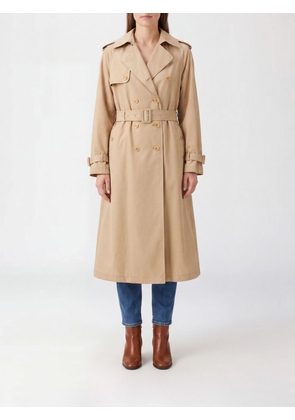 ERMANNO SCERVINO Long Double-Breasted Trench Coat with Adjustable Waist Belt