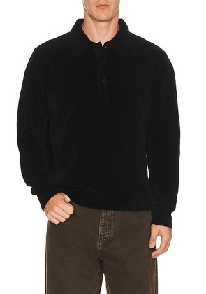 Sunflower Chenile Polo in Black - Black. Size L (also in S, M, XL/1X, XXL/2X).