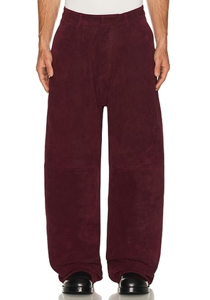 424 Daddy Corduroy Leather Trouser in Pigeon Blood - Burgundy. Size 48 (also in 46, 50, 52).