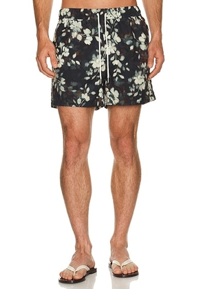 SIMKHAI Malachi Swim Shorts in Floral Print - Black. Size XL/1X (also in S, M, L, XXL/2X).