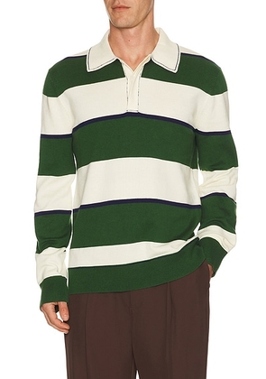 SIMKHAI Louis Popover in Serrano Rugby Stripe - Green. Size S (also in M, L, XL/1X, XXL/2X).