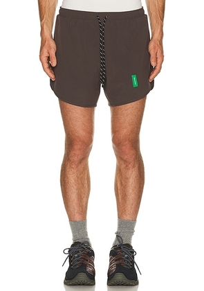 District Vision 5 Training Shorts in Dark Taupe - Taupe. Size L (also in S, M, XL/1X).