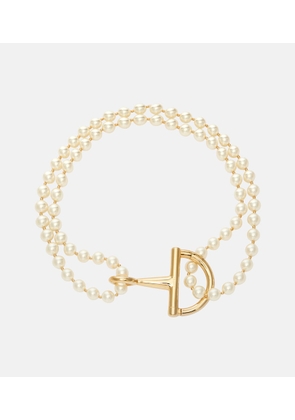 Gucci Half Horsebit faux pearl necklace