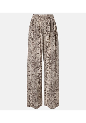 Balenciaga Snake-print silk palazzo pants