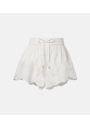 Zimmermann Mahon embroidered cotton shorts