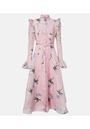 Leo Lin Katrina floral linen and silk midi dress