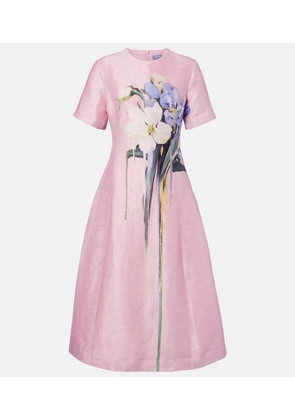 Leo Lin Caroline floral linen-blend midi dress