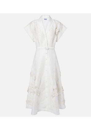 Leo Lin Aubrey floral-applique linen-blend shirt dress
