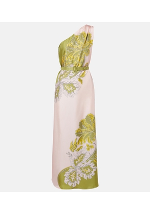 La DoubleJ Roy floral one-shoulder silk twill maxi dress