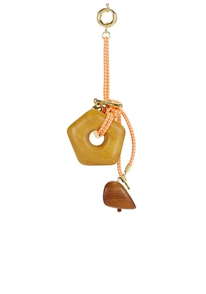 Timeless Pearly Wood & Gold Charms Rope Keychain in Brown - Brown. Size all.