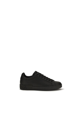 Dolce & Gabbana Black Calf Leather Bos Taurus Low Top Sneakers - EU39/US6