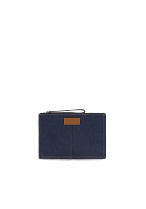Fendi Blue Cotton Clutch Bag