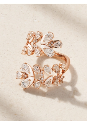 Kamyen - Flora 18-karat Rose Gold, Diamond And Enamel Ring - 6,7