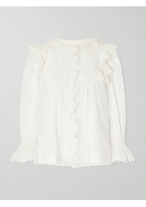 SAINT LAURENT - Crochet-trimmed Cotton-voile Blouse - White - FR 34,FR 36,FR 38,FR 40