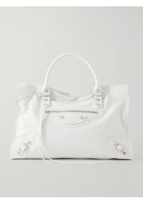 Balenciaga - Le City Medium Embellished Leather Tote Bag - White - One size