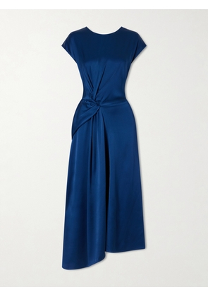 Victoria Beckham - Aria Twisted-front Satin Midi Dress - Blue - UK 4,UK 6,UK 8,UK 10,UK 12,UK 14,UK 16