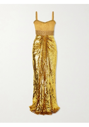 Jenny Packham - Only You Draped Embellished Tulle Gown - Metallic - UK 6,UK 8,UK 10,UK 12,UK 14,UK 16,UK 18