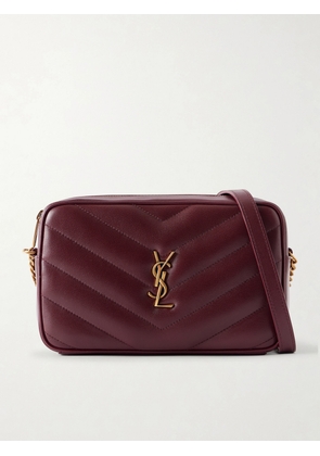 SAINT LAURENT - Loulou Quilted Textured-leather Shoulder Bag - Burgundy - One size
