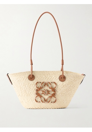 LOEWE - + Paula's Ibiza Anagram Basket Leather-trimmed Raffia Shoulder Bag - Neutrals - One size