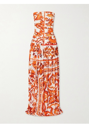 Dolce & Gabbana - Printed Organza Midi Dress - Orange - IT36,IT38,IT40,IT42,IT44