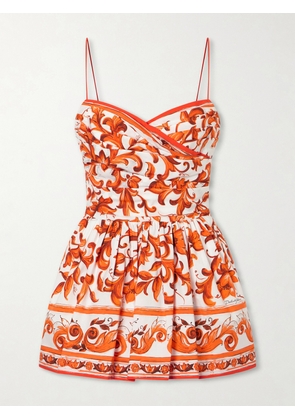 Dolce & Gabbana - Printed Cotton-poplin Mini Dress - Orange - IT36,IT38,IT40,IT42,IT44