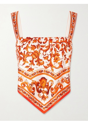 Dolce & Gabbana - Printed Silk Top - Orange - IT36,IT38,IT40,IT42,IT44