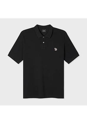 PS Paul Smith Black Cotton-Piqué Zebra Logo Polo Shirt