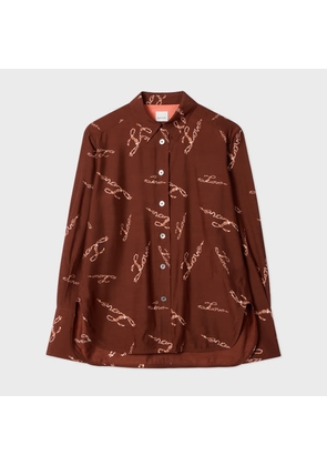 Paul Smith Women's Burgundy 'Love' Print Shirt Red