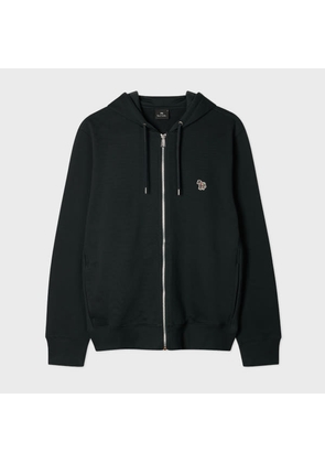 PS Paul Smith Black Cotton Zip-Front Zebra Logo Hoodie
