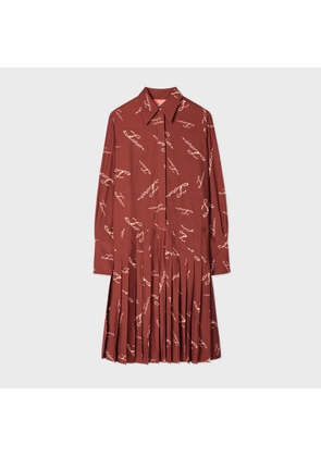 Paul Smith Women's Burgundy 'Love' Print Shirt Dress Red
