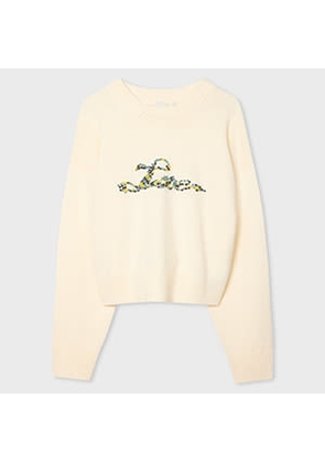 Paul Smith Women's Cream 'Love' Embroidered Knitted Sweater White