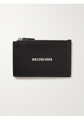 Balenciaga - Cash Logo-Print Full-Grain Leather Zipped Cardholder - Men - Black