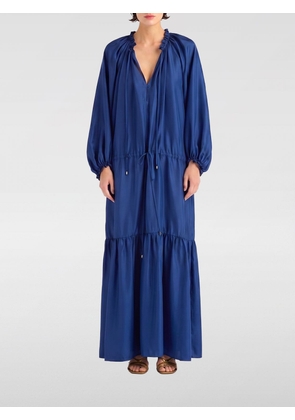 MOMONÌ Long Silk Tunic with Balloon Sleeves and V-Neck