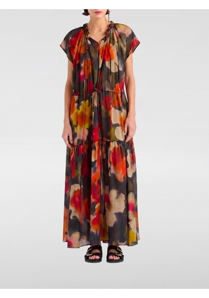 MOMONÌ Otero Floral-Print Long Silk Tunic with Short Sleeves