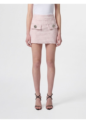 PHILIPP PLEIN High-Waisted Tweed Pencil Mini Skirt with Jewel Buttons