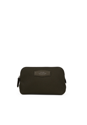 Smythson Small Travel Pouch In Norton Canvas In Dark Moss