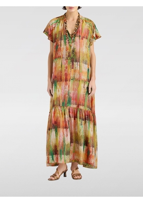 MOMONÌ Otero Long Silk Tunic with Abstract Print and Round Neck
